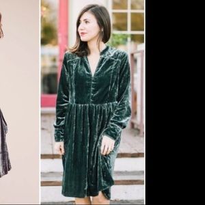Green velvet Anthropologie dress